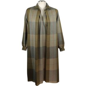 EUC Pure Wool Cacharel French Vintage Plaid Tartan Long Dress Size L US/ 46 FR